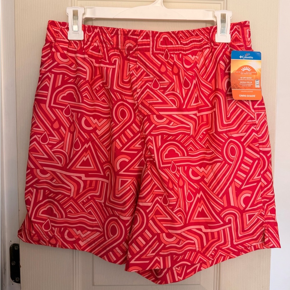 Columbia — Geometric Coral Athletic Shorts